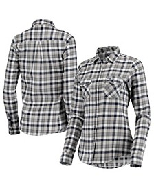 Women's College Navy, Gray Seattle Seahawks Ease Flannel Button-Up Long Sleeve Shirt
