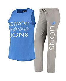 Women's Silver, Blue Detroit Lions Muscle Tank Top and Pants Sleep Set