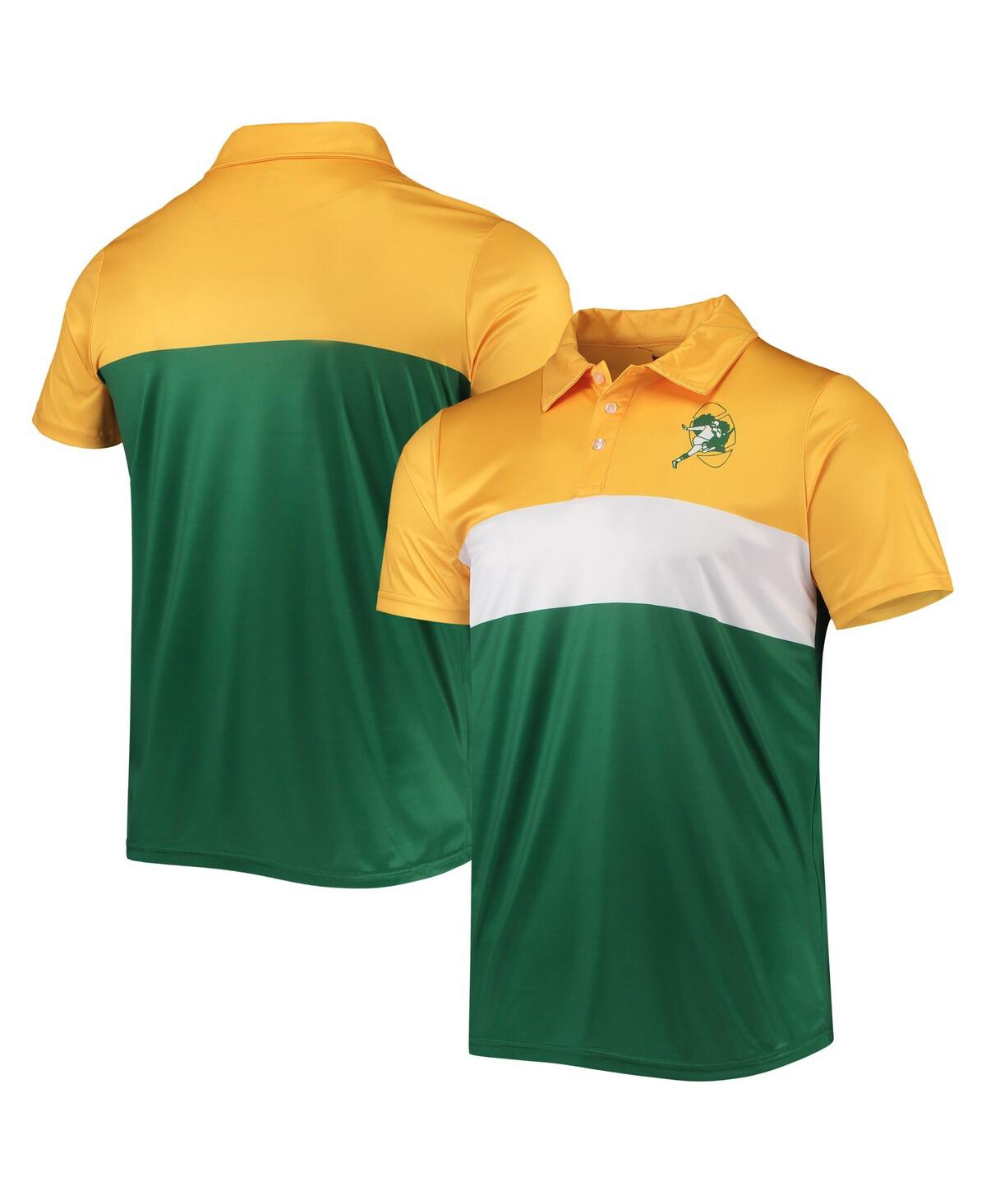 Shop Foco Men's  Gold, Green Green Bay Packers Retro Colorblock Polo Shirt In Gold,green