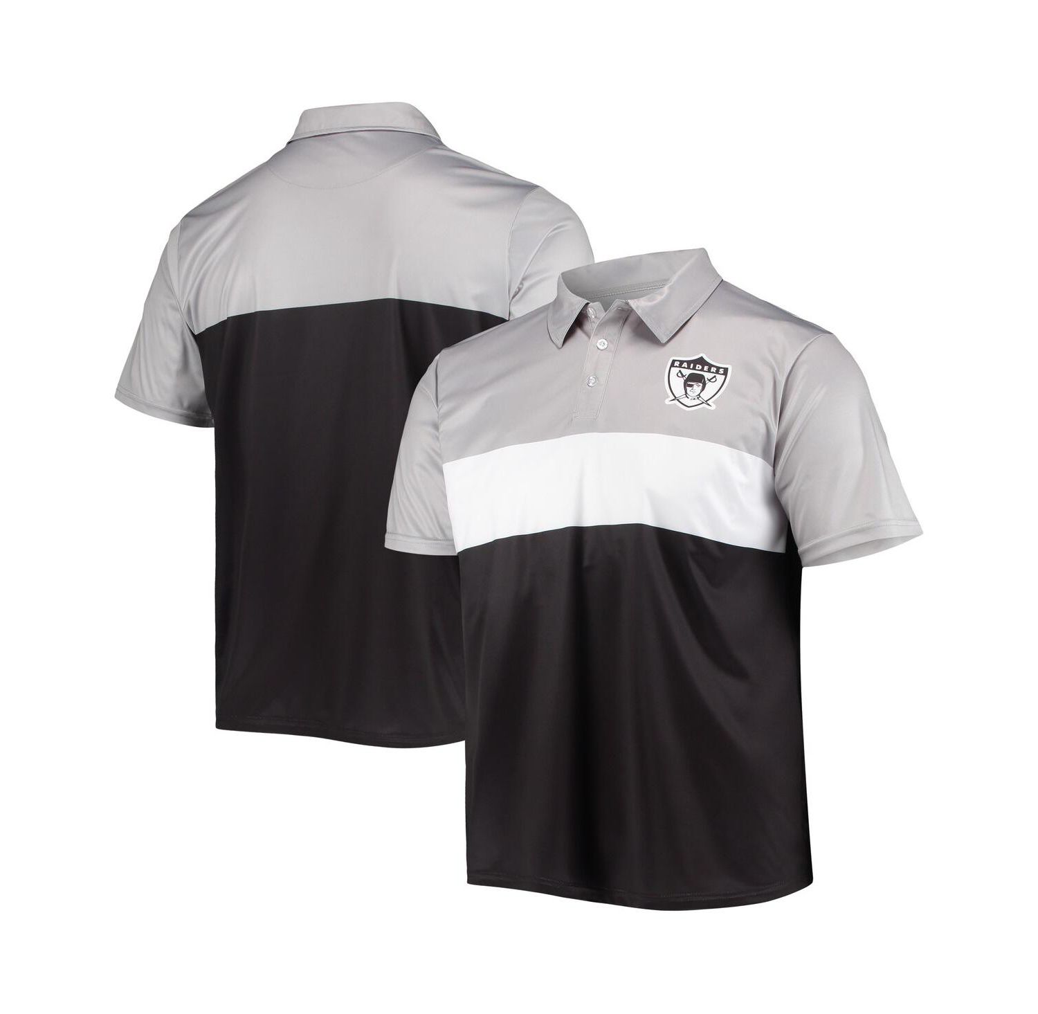 Men's Silver, Black Las Vegas Raiders Retro Colorblock Polo Shirt