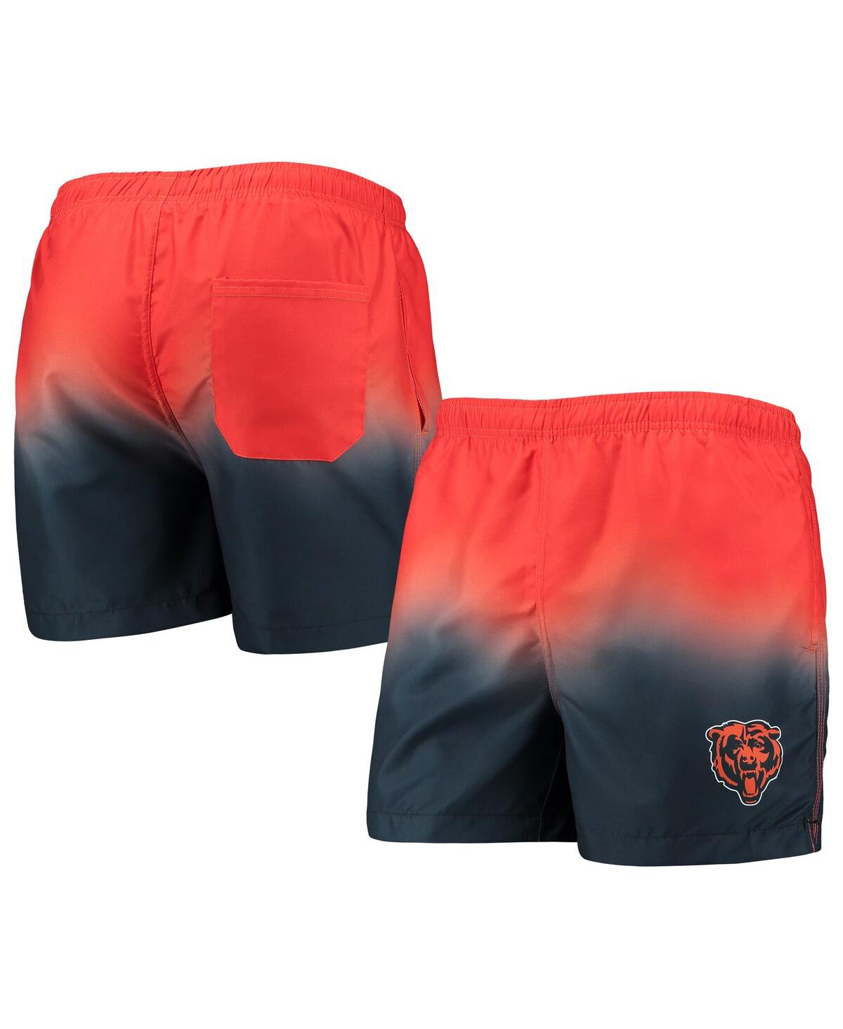 Shop Foco Men's  Orange, Navy Chicago Bears Dip-dye Swim Shorts In Orange,navy