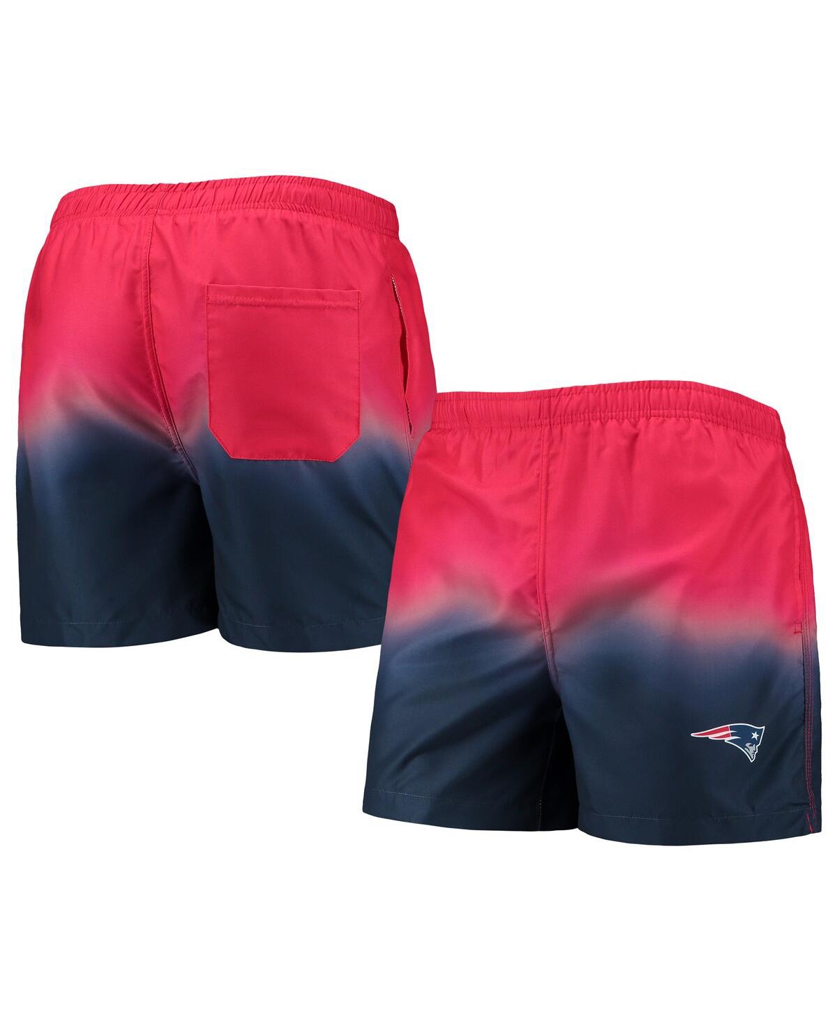 Shop Foco Men's  Red, Navy New England Patriots Dip-dye Swim Shorts In Red,navy