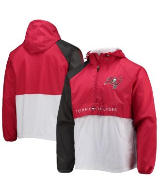 Men's Red, Pewter Tampa Bay Buccaneers Raglan Half-Zip Pullover Top
