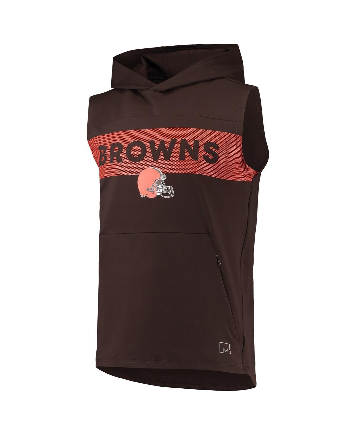 Shop Msx By Michael Strahan Men's  Brown Cleveland Browns Active Sleeveless Pullover Hoodie