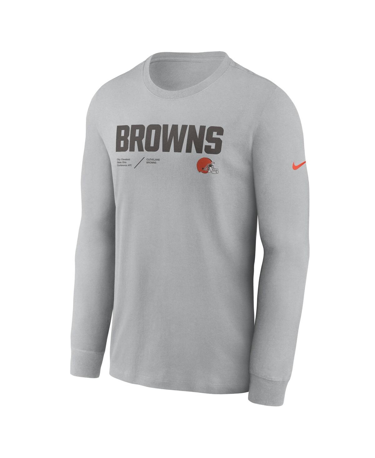 Shop Nike Men's  Silver Cleveland Browns Infograph Lock Up Performance Long Sleeve T-shirt