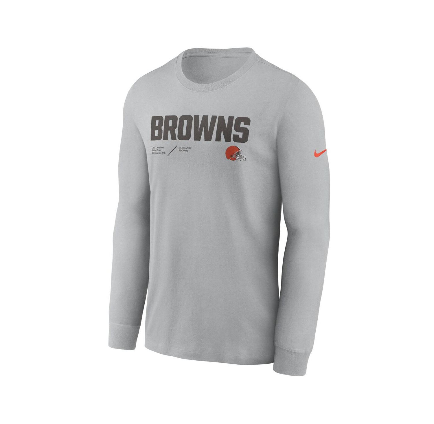 Men's Silver Cleveland Browns Infograph Lock Up Performance Long Sleeve T-shirt