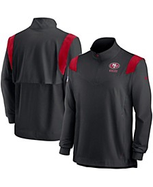 Men's Black San Francisco 49ers 2022 Coach Chevron Lockup Quarter-Zip Long Sleeve Top