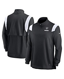 Men's Black Las Vegas Raiders 2022 Coach Chevron Lockup Quarter-Zip Long Sleeve Top