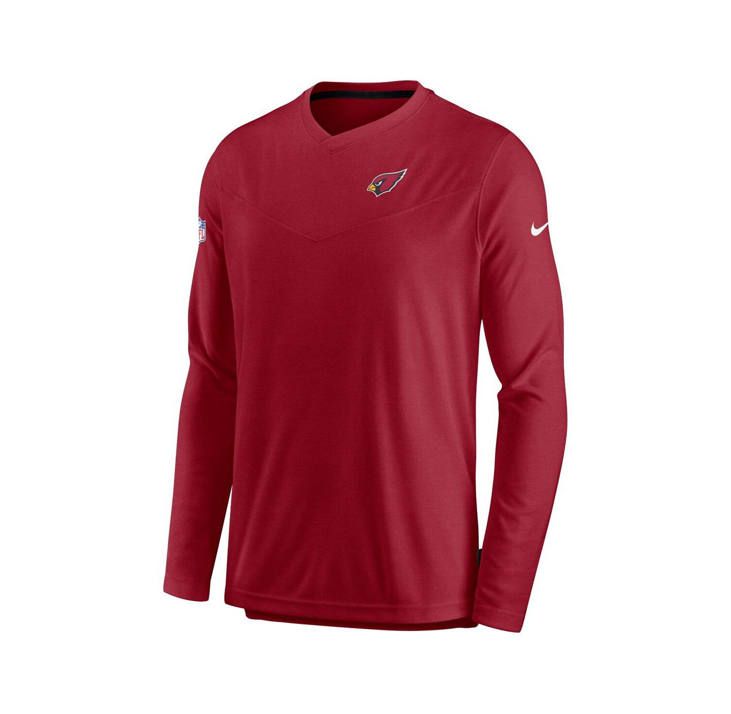 Men's Cardinal Arizona Cardinals 2022 Sideline Coach Chevron Lock Up Performance Long Sleeve T-shirt