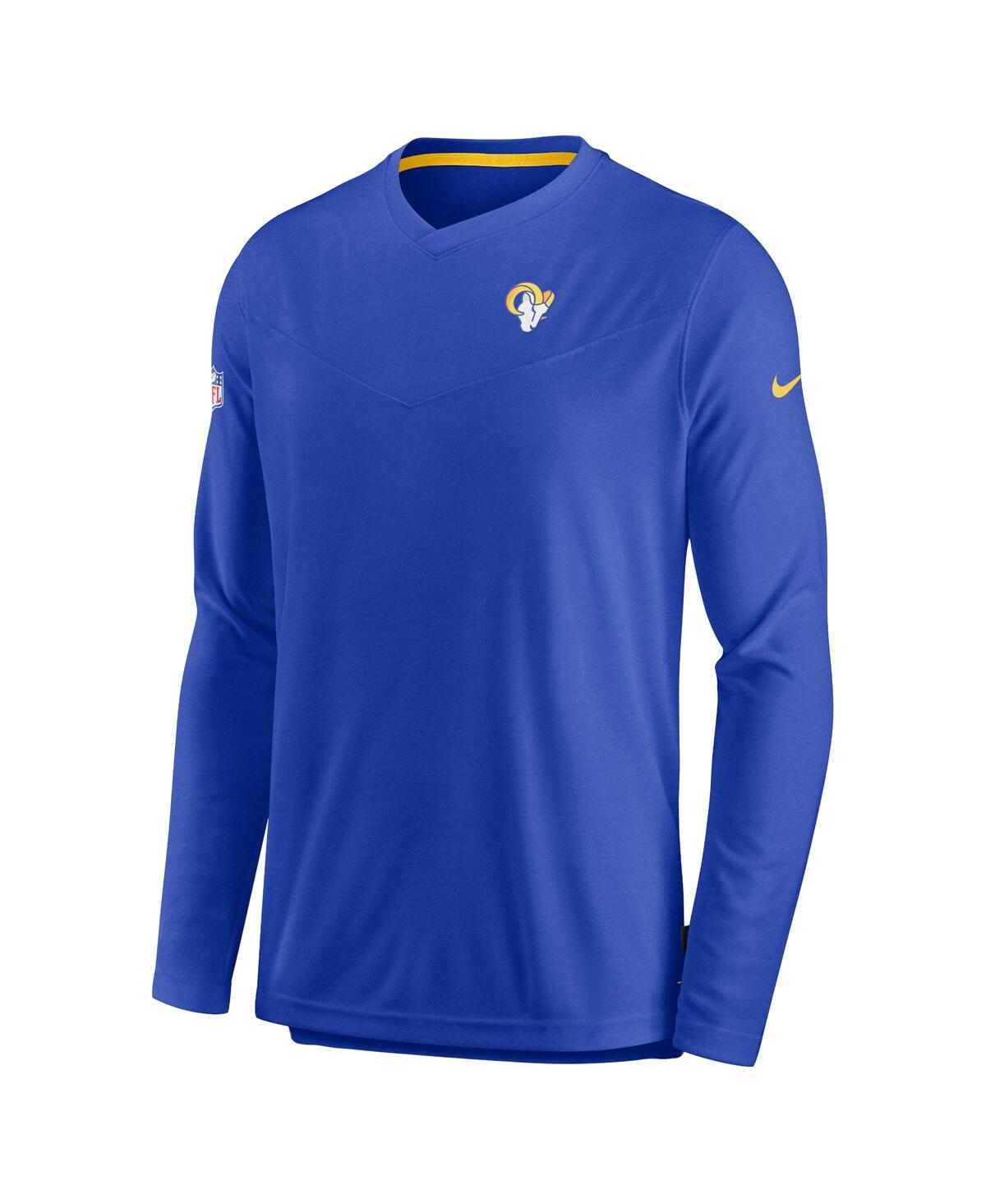 Men's NikeLos Angeles Rams 2022 Sideline Coach Chevron Lock Up Performance Long Sleeve T-shirt - Royal