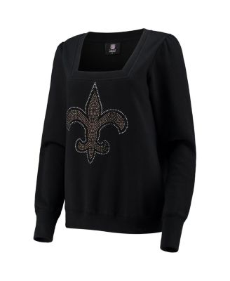 Women's Black New Orleans Saints Winners Square Neck Pullover Sweatshirt