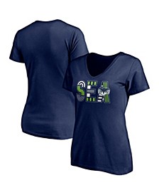 Women's Branded College Navy Seattle Seahawks Hometown V-Neck T-shirt
