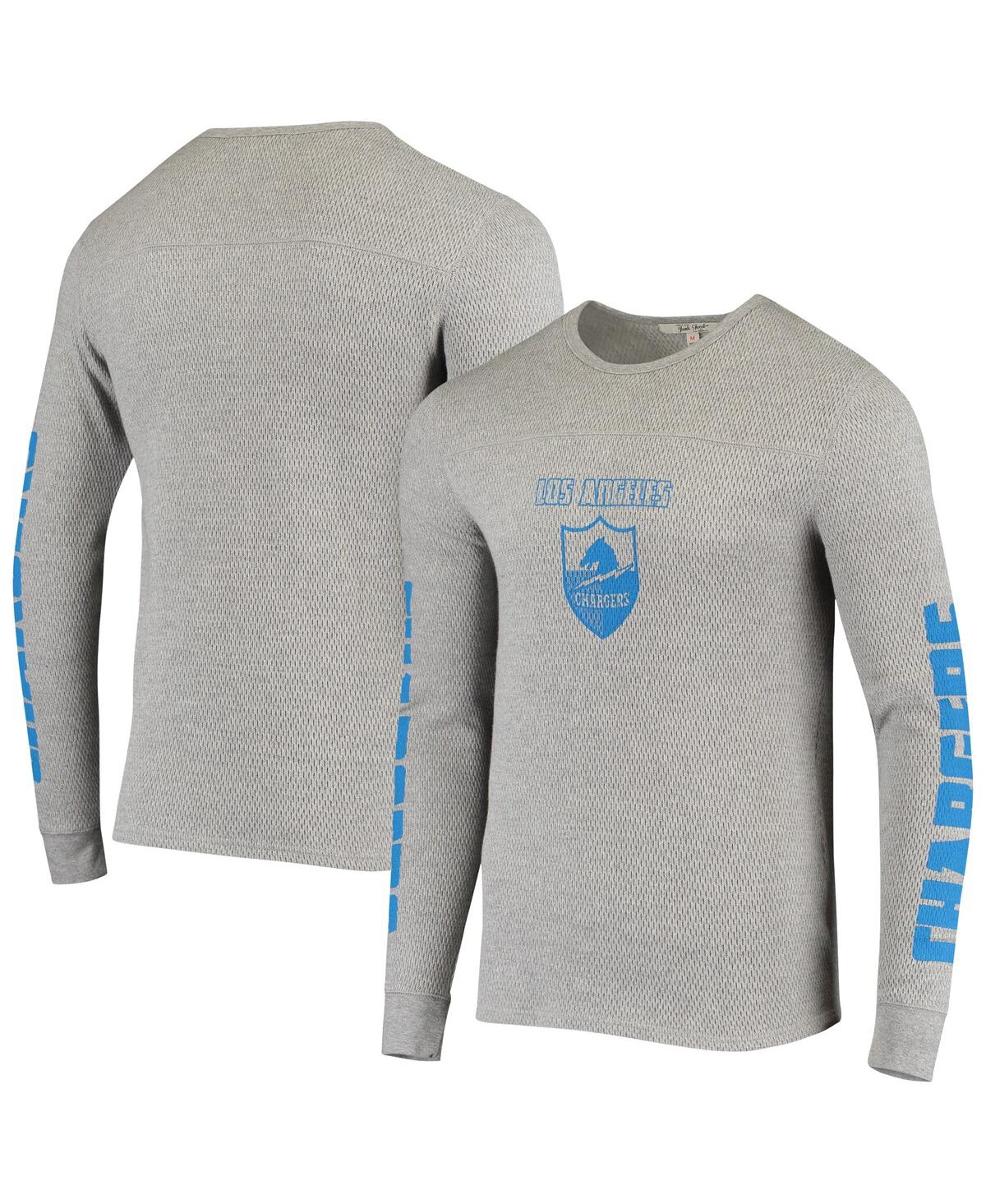 Men's Junk Food Heathered Gray Los Angeles Chargers Heavyweight Thermal Long Sleeve T-shirt - Heathered Gray