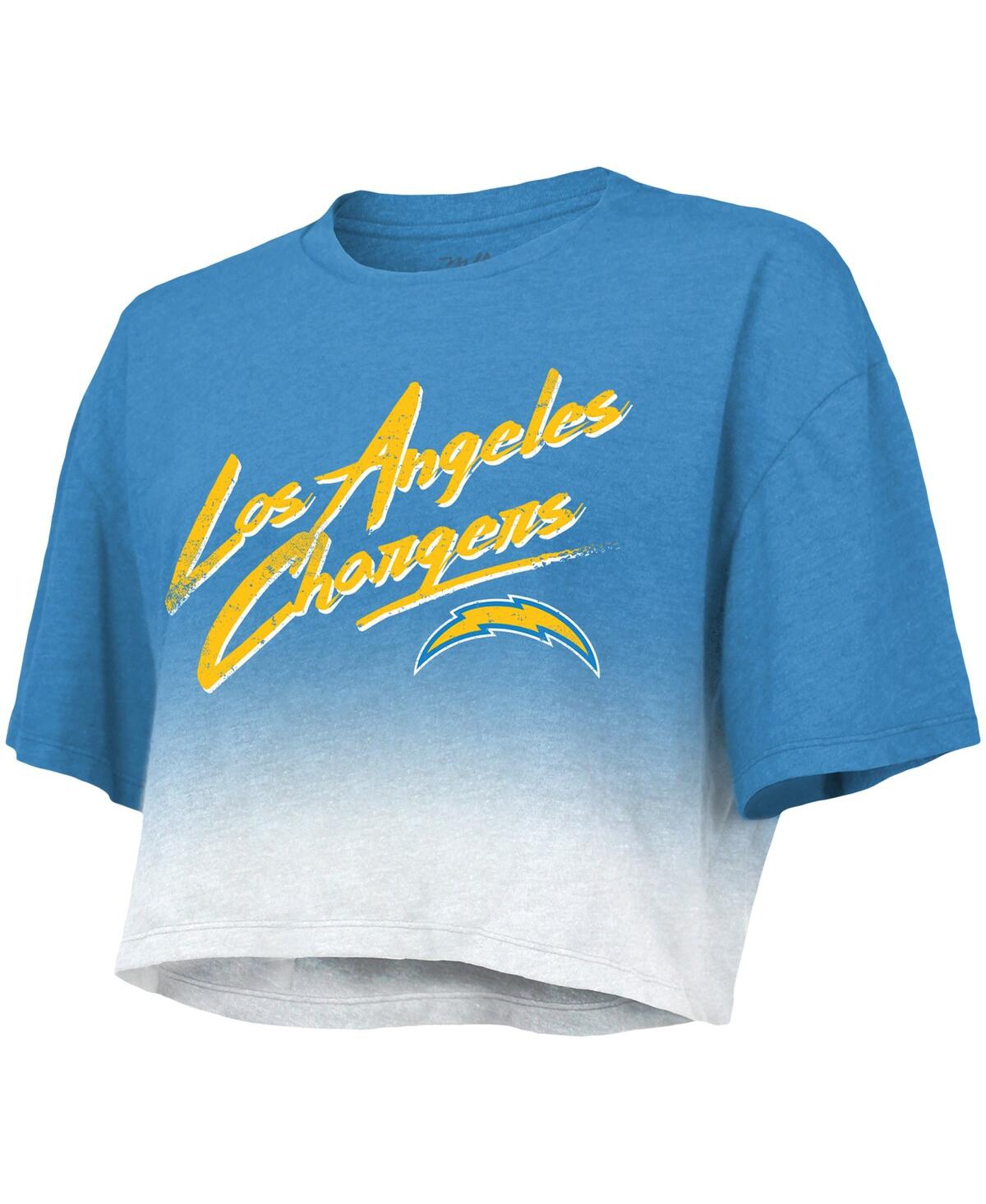 Shop Majestic Women's  Threads Justin Herbert Powder Blue, White Los Angeles Chargers Drip-dye Player Name In Powder Blue,white