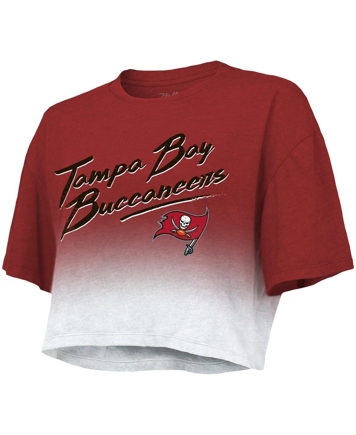 Majestic Threads Tom Brady Red/white Tampa Bay Buccaneers Drip-dye Player Name & Number Tri-blend Cr In Red,white