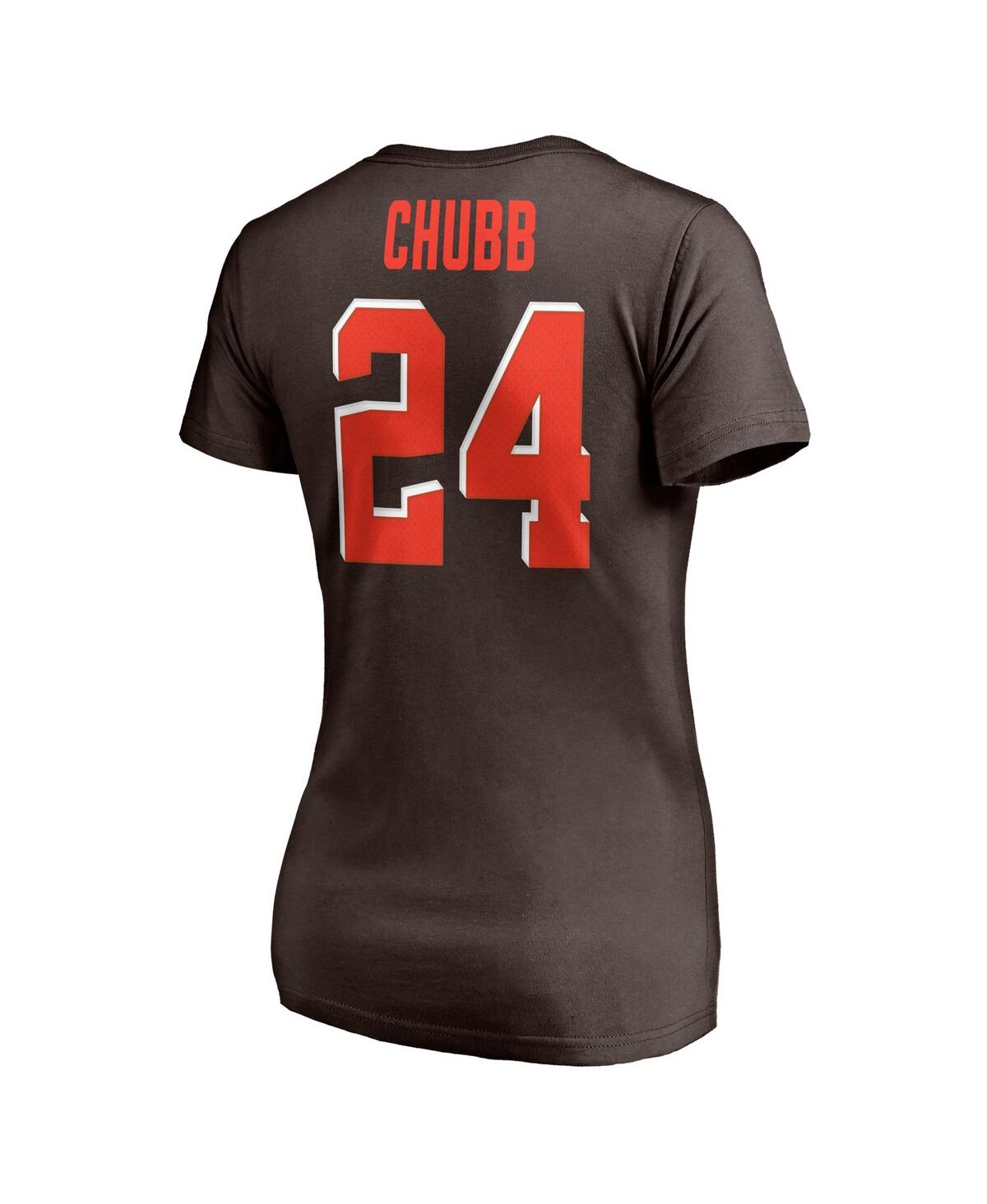 Fanatics Women's  Nick Chubb Brown Cleveland Browns Player Icon Name And Number V-neck T-shirt In Brown