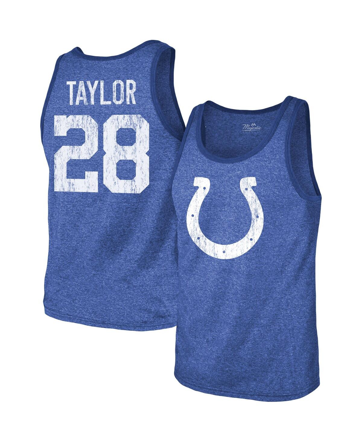 Men's Majestic Threads Jonathan Taylor Heathered Royal Indianapolis Colts Player Name and Number Tri-Blend Tank Top - Heathered Royal