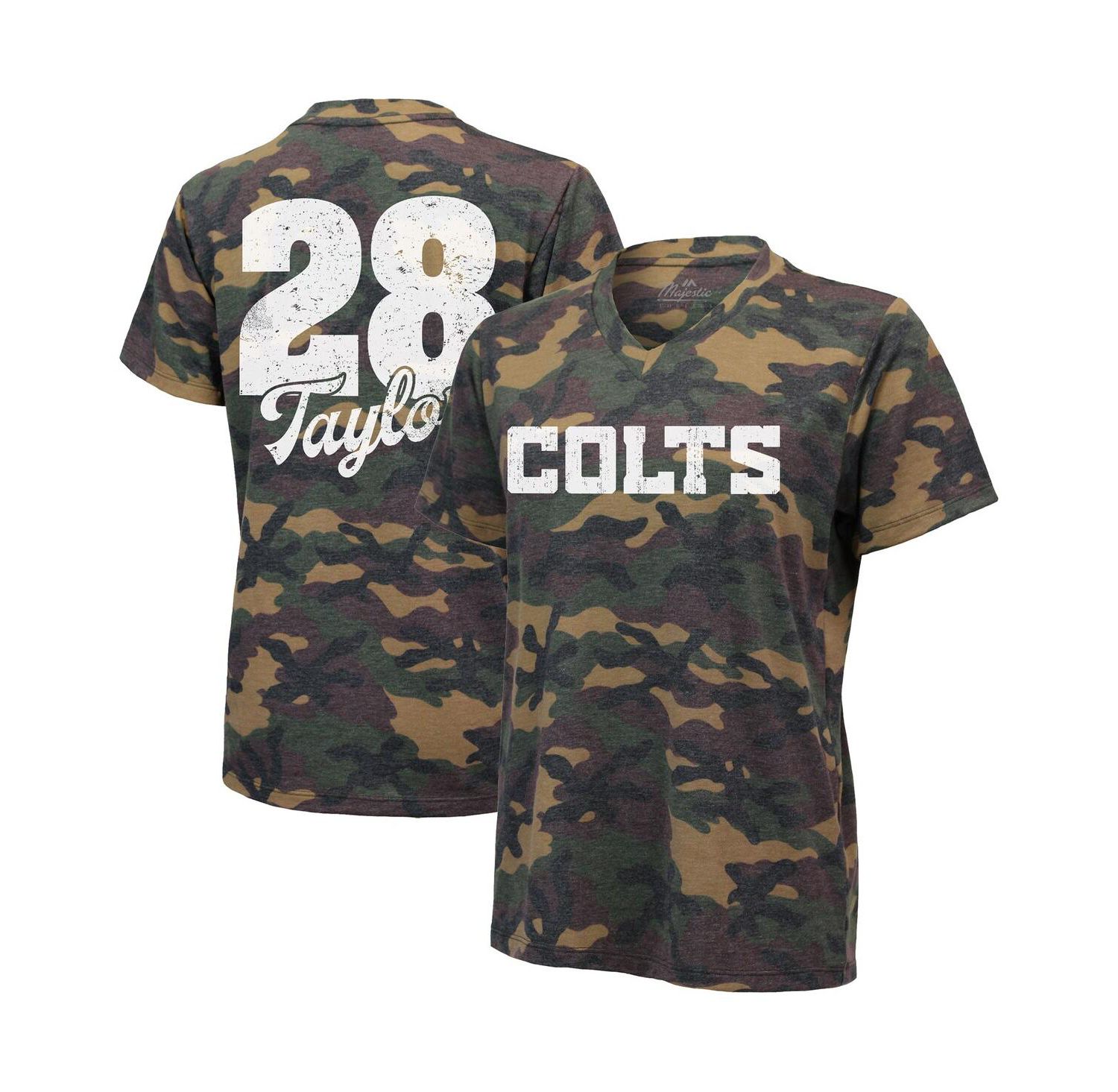 Women's Jonathan Taylor Camo Indianapolis Colts Name and Number V-Neck T-shirt