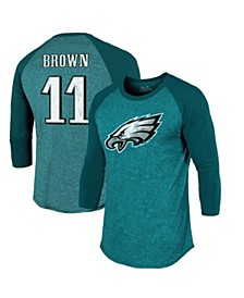 Men's Threads A.J. Brown Midnight Green Philadelphia Eagles Team Color Player Name & Number 3/4-Sleeve Raglan T-shirt