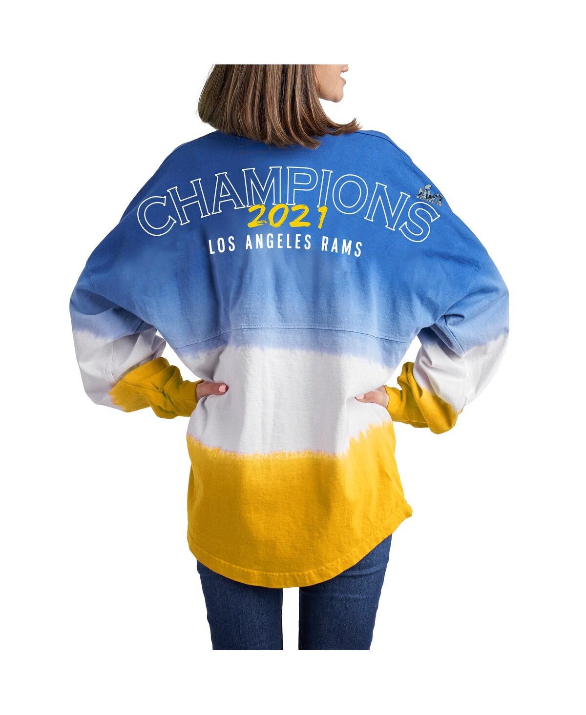 Shop Fanatics Women's  Royal Los Angeles Rams Super Bowl Lvi Champions Ombre Long Sleeve T-shirt