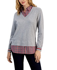 Women's Cotton Layered-Look Sweater