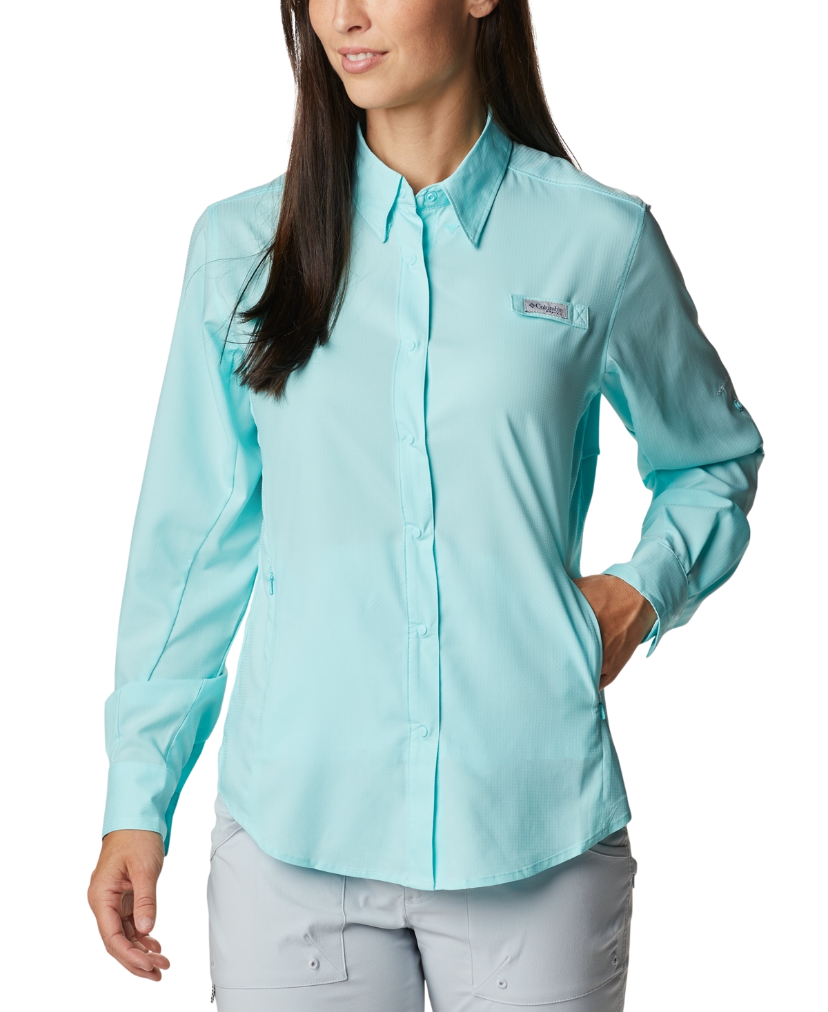 Columbia Women's Pfg Tamiami Ii Long-sleeved Shirt In Gulf Stream