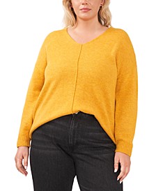 Plus Size Cozy V-Neck Long Sleeve Sweater 