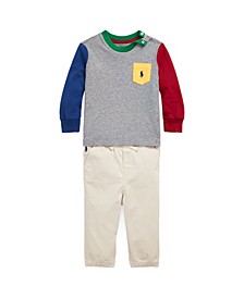 Baby Boys Long-Sleeve T-shirt and Chino Pants, 2 Piece Set