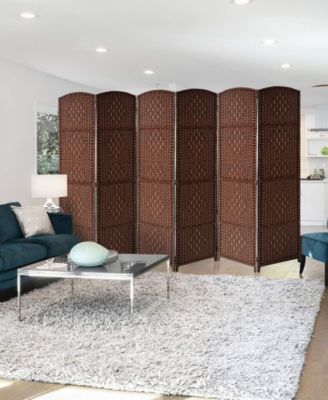 Extra Wide - Diamond Weave Fiber Room Divider 6 Panel Espresso