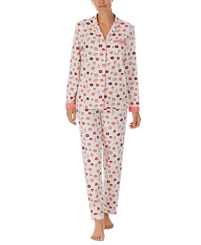 White Mark Plus Size 2 Piece Long Sleeve Heart Print Pajama Set - Macy's