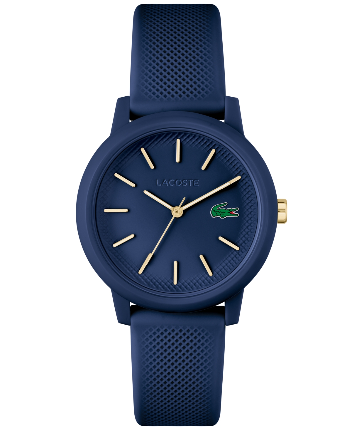 LACOSTE WOMEN'S L.12.12 NAVY SILICONE STRAP WATCH 36MM WOMEN'S SHOES
