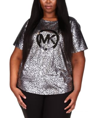Michael Kors - Plus Size Metallic Foil Logo-Print T-Shirt