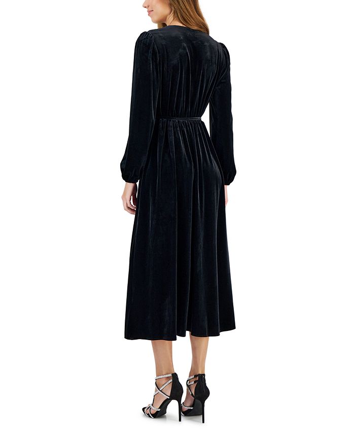 INC International Concepts Women's Faux-Wrap Velour Dress, Created for ...