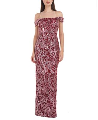 JS Collections Women's Cora Embroidered Sheath Gown - Macy's