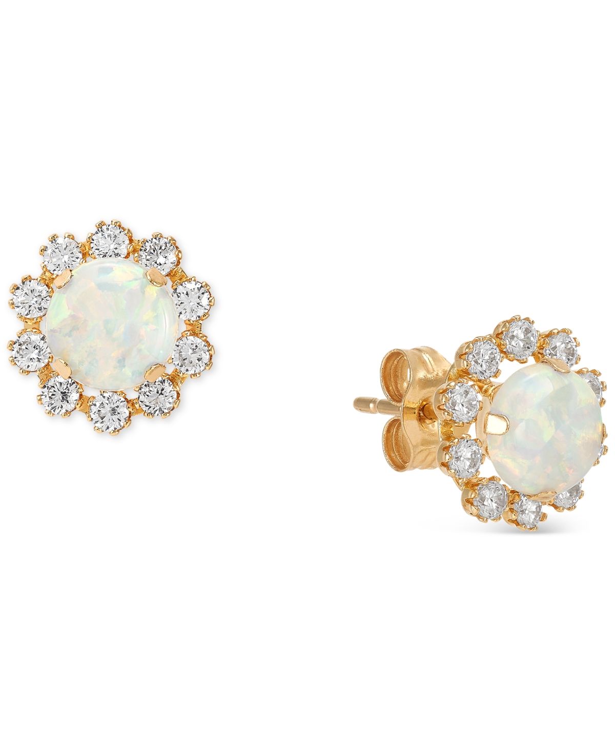 Macy's Lab-grown Sapphire (1-1/5 Ct. Tw.) & Lab-grown White Sapphire (5/8 Ct. T.w.) Halo Stud Earrings In 1 In Opal