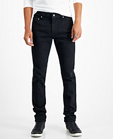 Men's Skinny-Fit Solid Black Wash Mid-Rise Jeans