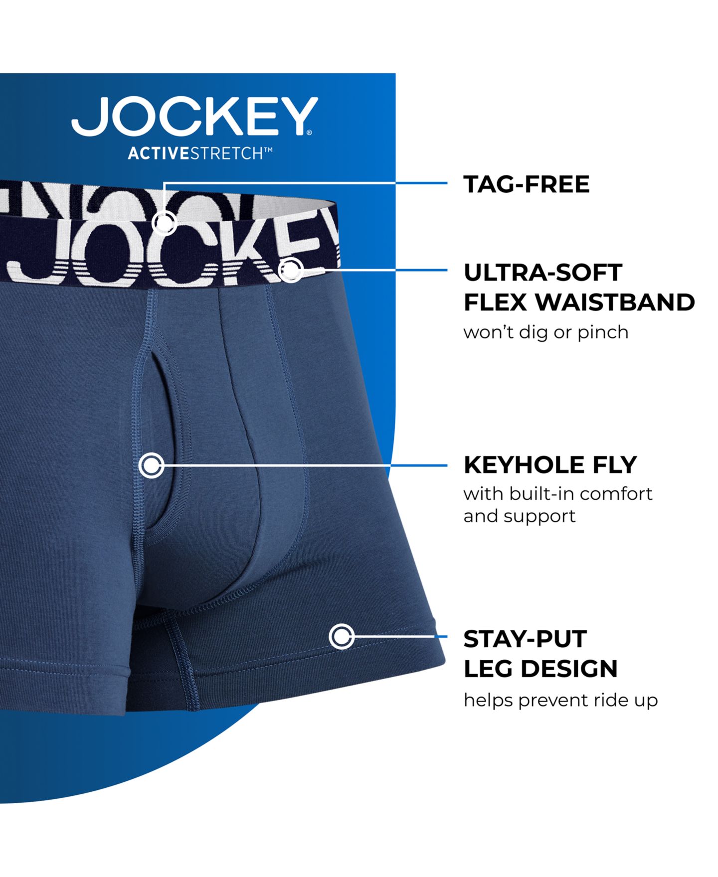 Трусы-боксеры ActiveStretch™ для мужчин, 3 шт. — Jockey, цвет: Чёрный — фото 4