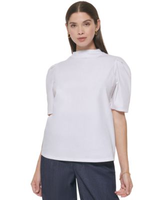 Calvin Klein - Women's Short Sleeve Mock Neck Blouse