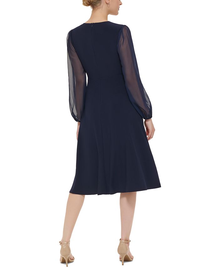Jessica Howard Women's Chiffon-Sleeve Midi Dress - Macy's