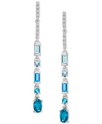 Macy's - Multi-Topaz Linear Drop Earrings (1-3/8 ct. t.w.) in 14k White Gold