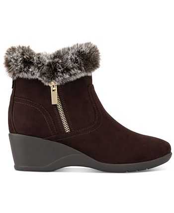 Wedge ankle boots with fur trim online