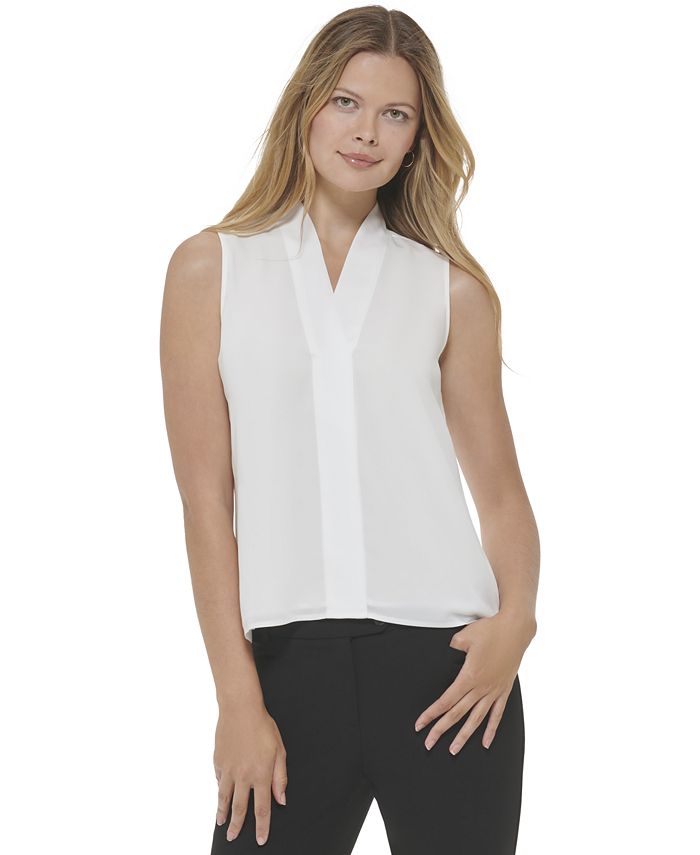 Calvin Klein Women's V Neck Sleeveless Top Purple Size Large