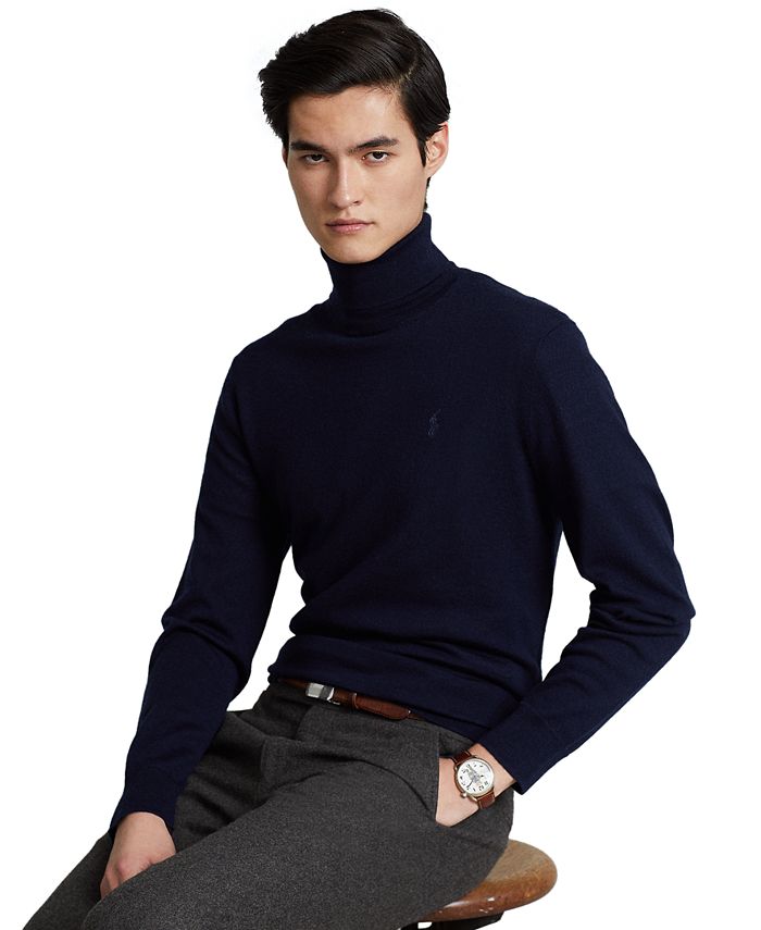 Men's Washable Wool Turtleneck Sweater