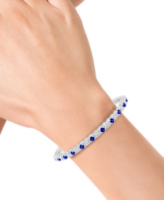EFFY Collection - Sapphire (3-1/20 ct. t.w.) & Diamond (2-1/6 ct. t.w.) Link Bracelet in 14k White Gold