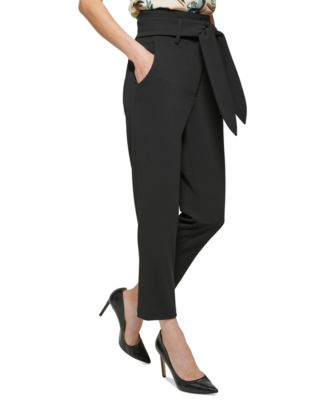 Women's Tie-Waist High-Rise Straight-Fit Pants 