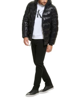 Men's High Shine Hooded Puffer Jacket  