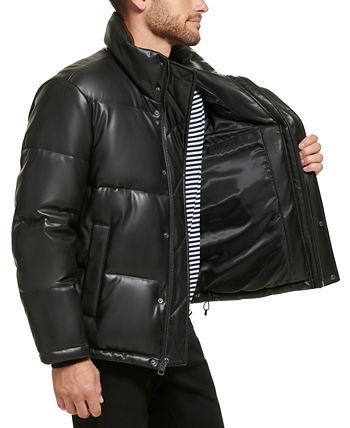 Men's Classic Puffer Faux Leather Jacket