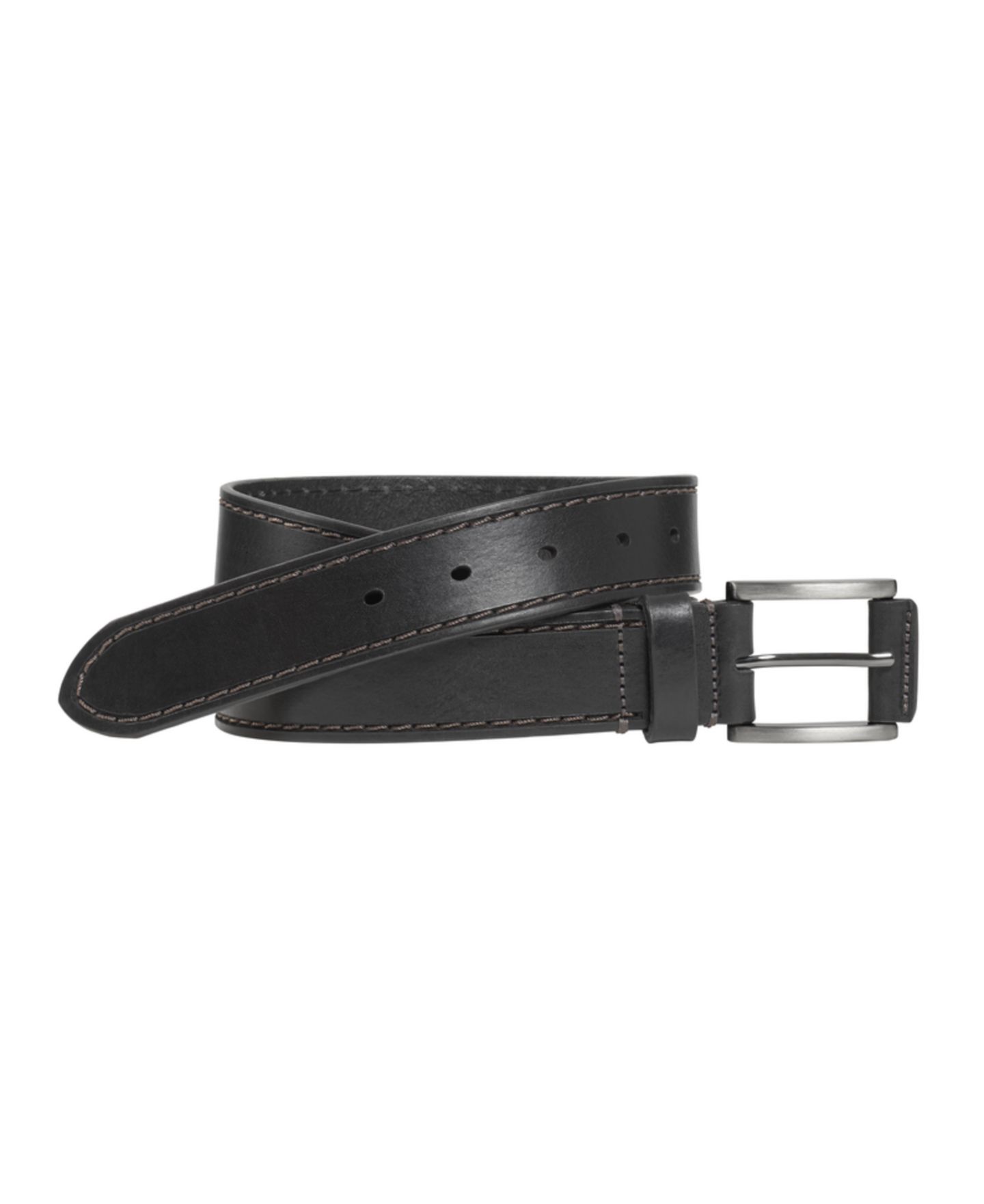 Мужской ремень Johnston & Murphy Laser Topstitched Belt, цвет: Чёрный — фото 1
