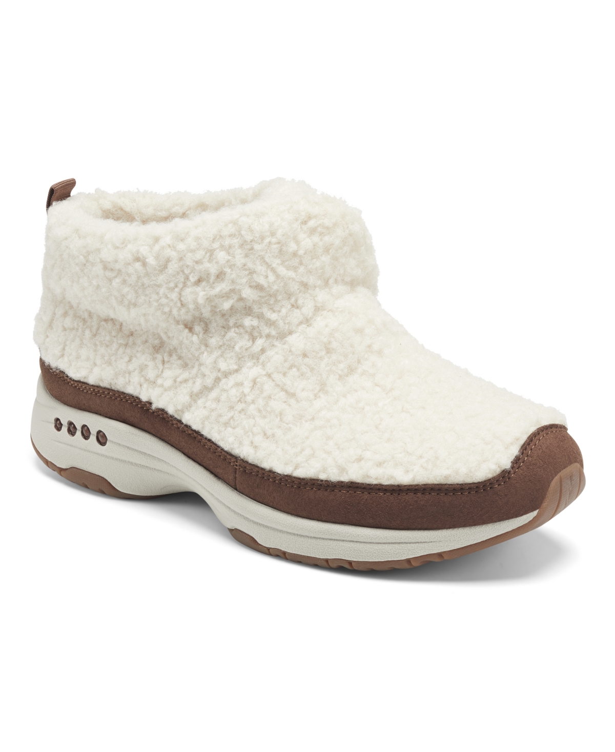 Easy Spirit Women's Trippin Cozy Ankle Booties - Chestnut - Faux Fur, Text
