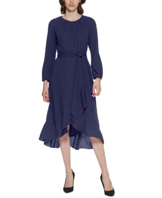 Jessica Howard Petite Ruffled High-Low Dress - Macy's